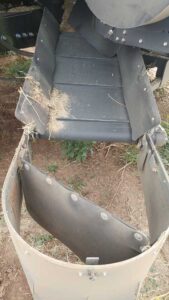 Chaff tramlining, where chaff and weed seeds are placed in the wheel track.