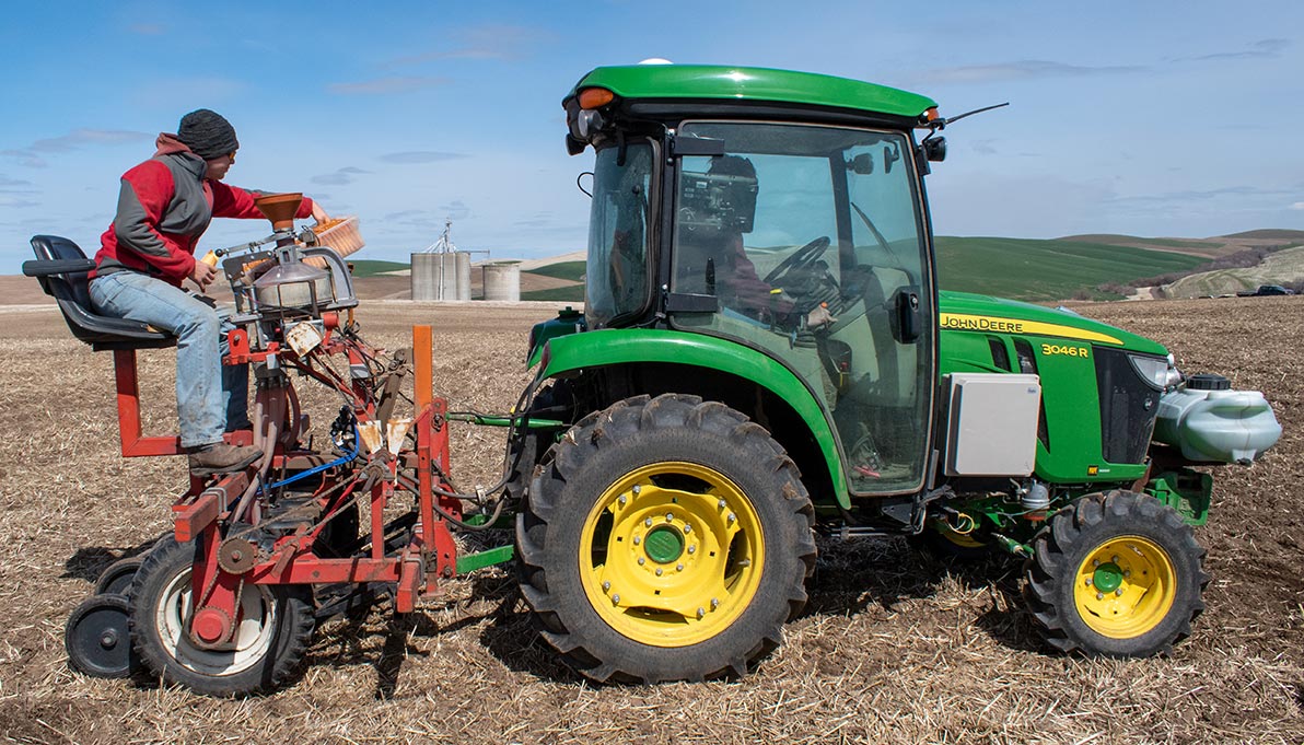 Washington State University variety test plot seeding near Walla Walla on April 6.