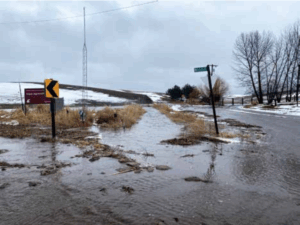 Flooding on Feb. 203 from surface runoff near the Cook Agronomy Farm.