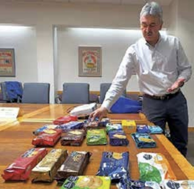 During the workshop, Morales displayed some of the products his company producers using both soft white and soft red winter wheats.