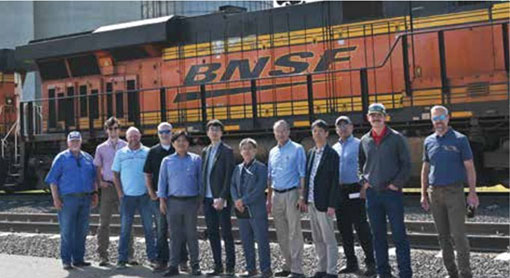 In July 2025, the Japanese Mid-Level Management Trade Team toured Eastern Washington, including joining HighLine Grain Growers’ executive leadership, Washington Grain Commission’s Mike Carstensen, and staff from both U.S. Wheat and the Washington Grain Commission as a BNSF train arrived at HighLine’s Four Lakes facility for a full day of wheat loading.