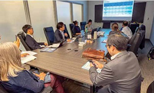 Members of the Japan Flour Millers Association review club wheat breeding data with U.S. 
researchers during the 2025 Club Wheat Technical Exchange, held in Pullman, Washington