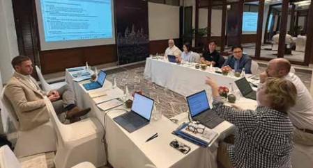 Washington Grain Commissioner Mike Carstensen (far right) attends a U.S. Wheat Associates’ (USW)
Unified Export Strategy meeting in Siem Reap, Cambodia. This meeting process helps USW plan,
justify, and secure federal cost-share dollars for overseas market development.