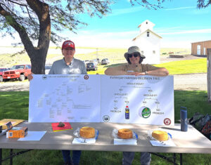 Amber Hauvermale (left) and Alison Thompson talking about falling number management at the
2024 Lind Dryland Research Station Field Day in Lind, Wash.